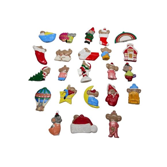 Vintage Ceramic Hand Painted Mouse Mice Christmas Ornaments Lot of 23 - Picture 7 of 9